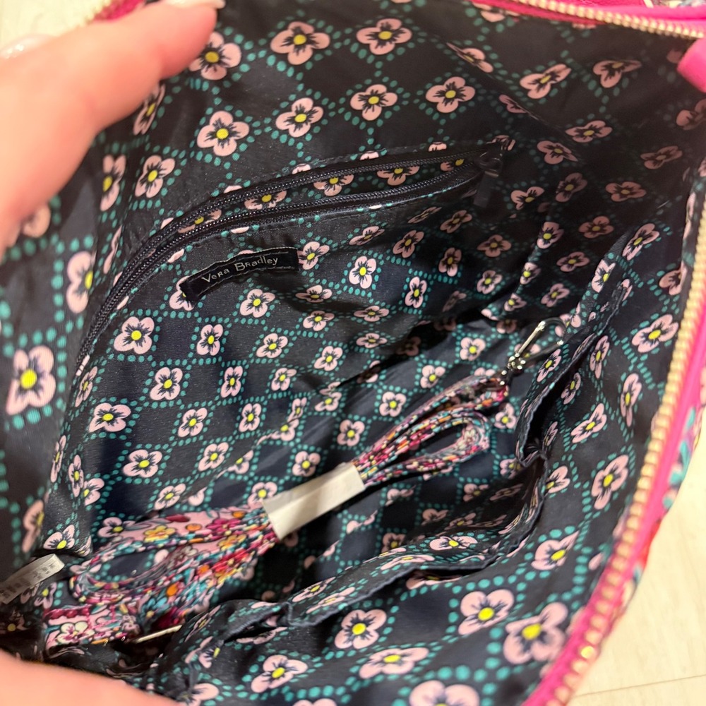 Vera Bradley Pink Floral Quilted Cotton Shoulder Bag Crossbody Handbag NWOT - Picture 7 of 8